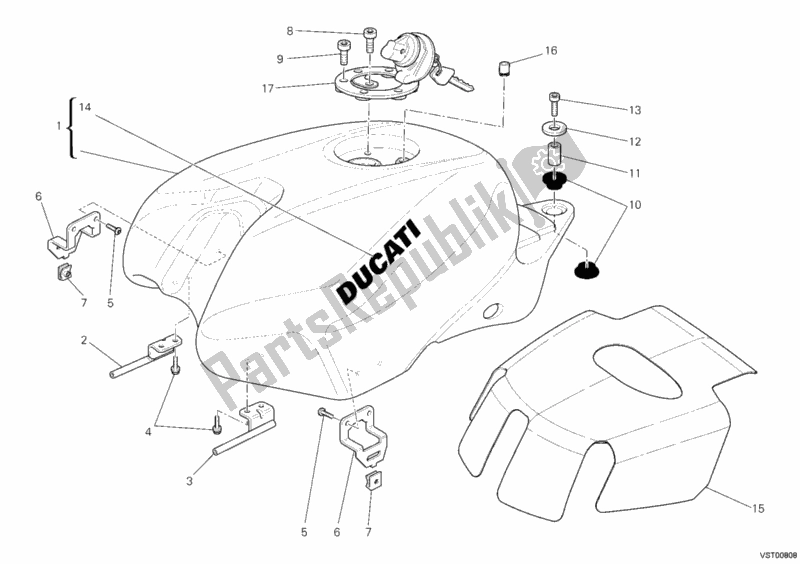 Tutte le parti per il Serbatoio Di Carburante del Ducati Superbike 848 2009