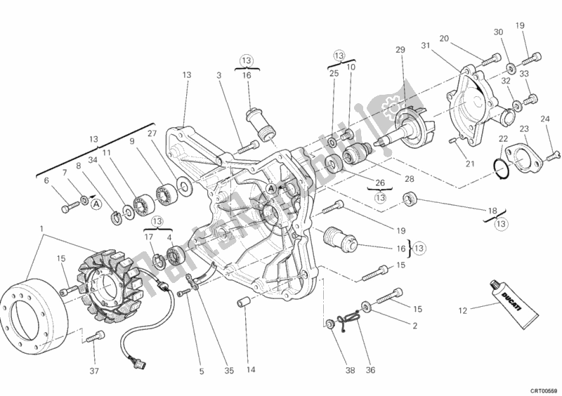 Todas las partes para Cubierta Del Generador - Bomba De Agua de Ducati Superbike 848 2009