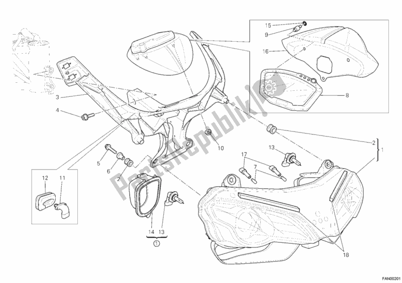 Tutte le parti per il Faro del Ducati Superbike 848 2009