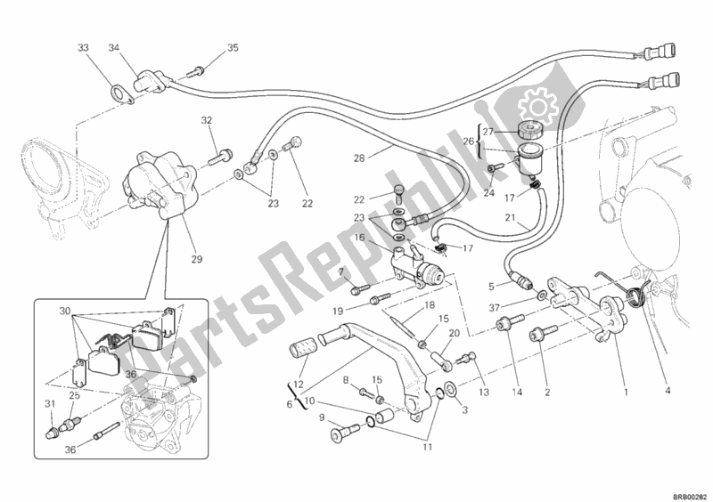 All parts for the Rear Brake System of the Ducati Superbike 848 2009