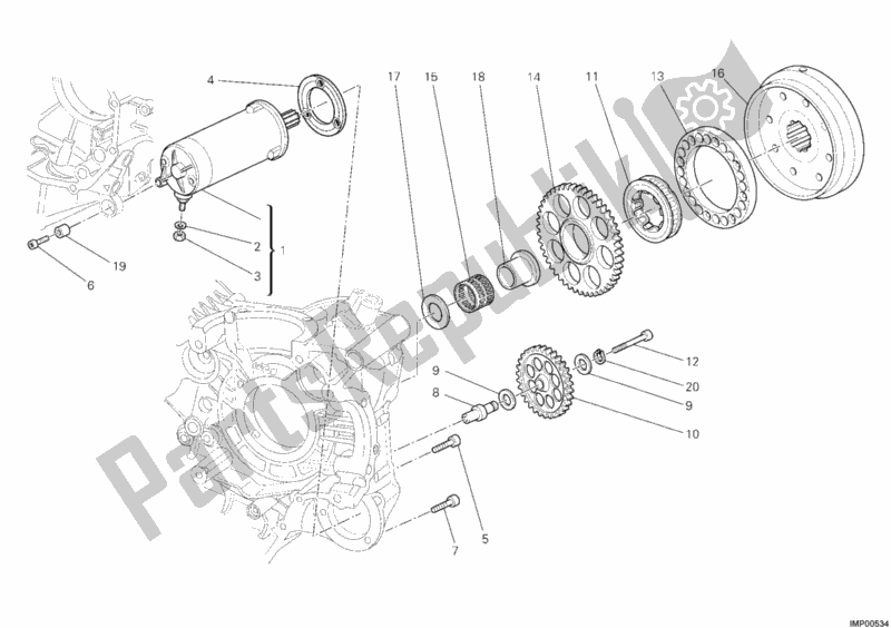 Alle onderdelen voor de Start De Motor van de Ducati Superbike 848 2009