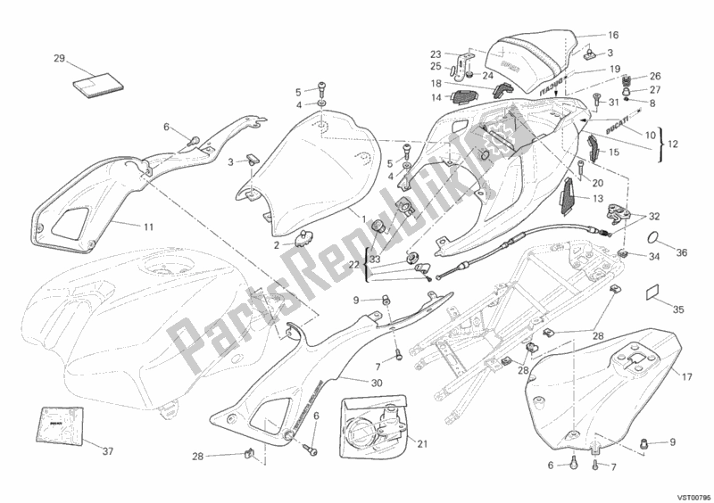 All parts for the Seat of the Ducati Superbike 848 2010