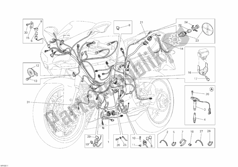 Tutte le parti per il Cablaggio Elettrico del Ducati Superbike 848 2010