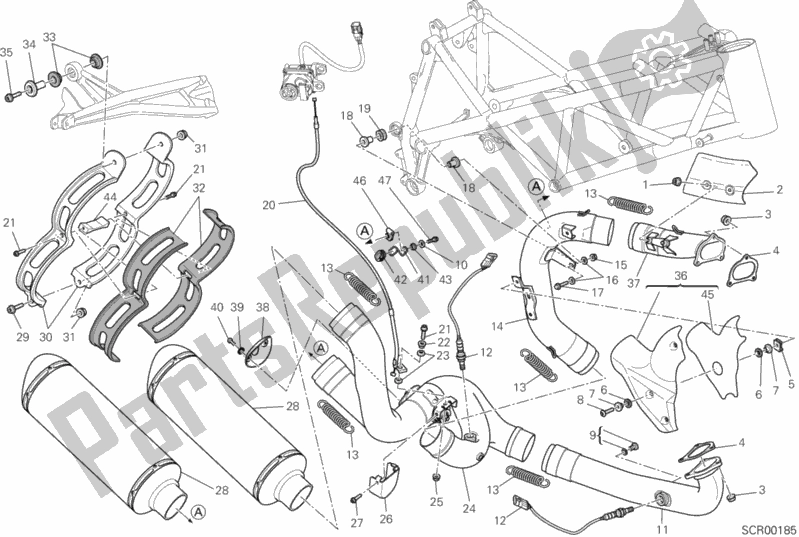 Todas as partes de Sistema De Exaustão do Ducati Streetfighter 848 2012