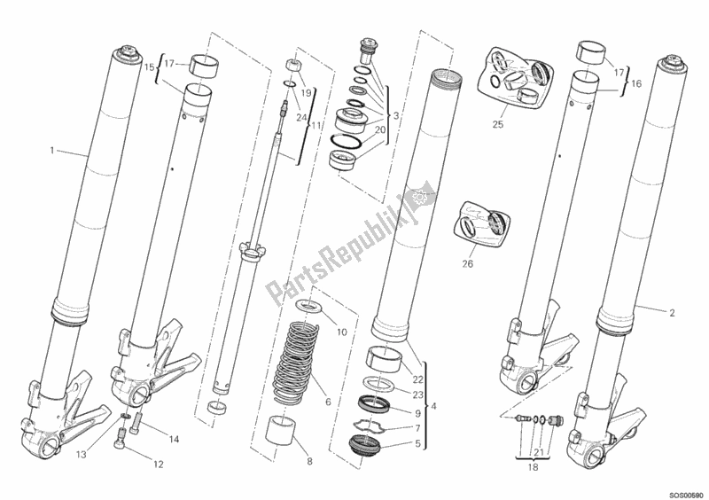 Toutes les pièces pour le Fourche Avant du Ducati Streetfighter 848 2012 Toutes les pièces pour le Fourche Avant du Ducati Streetfighter 848 2012