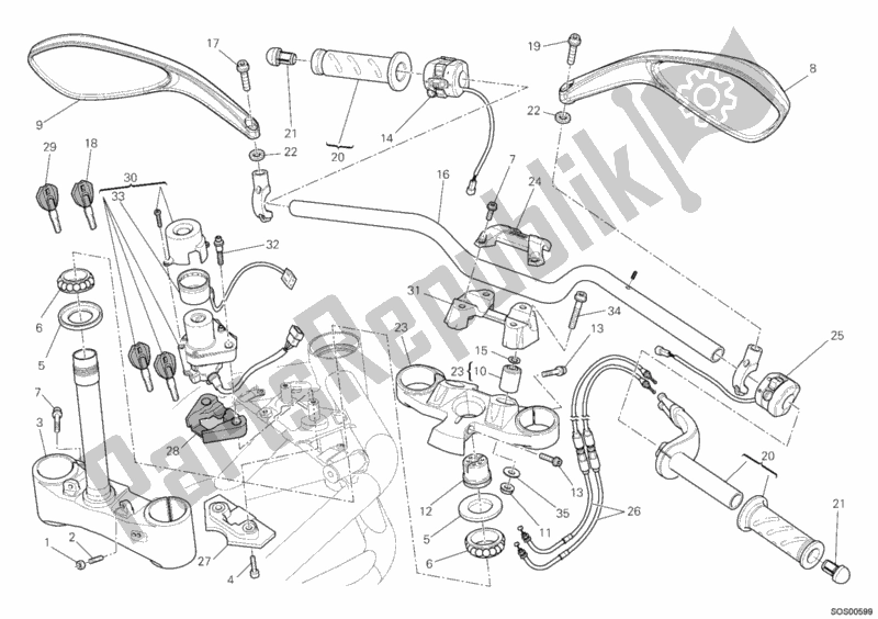 Alle onderdelen voor de Stuur van de Ducati Streetfighter 848 2012