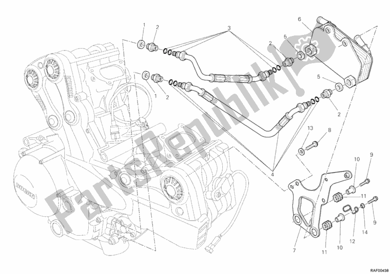 Alle onderdelen voor de Olie Koeler van de Ducati Streetfighter 848 2012