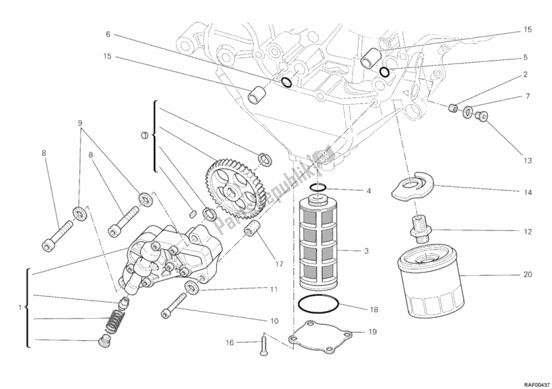 Alle onderdelen voor de Oliepomp - Filter van de Ducati Streetfighter 848 2012