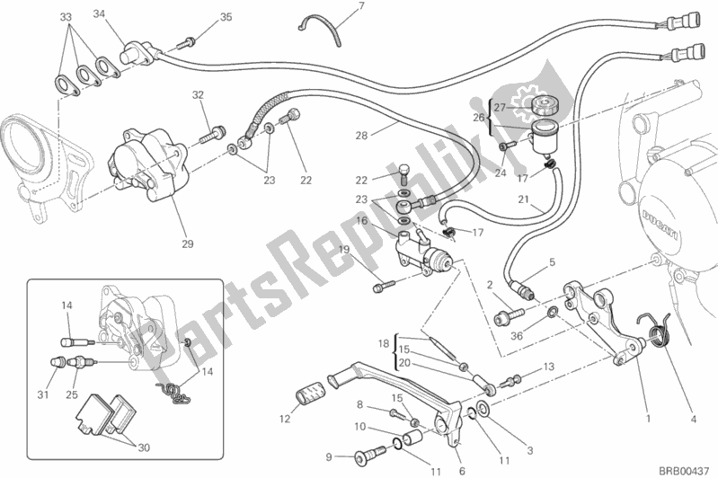 All parts for the Rear Brake System of the Ducati Streetfighter 848 2012