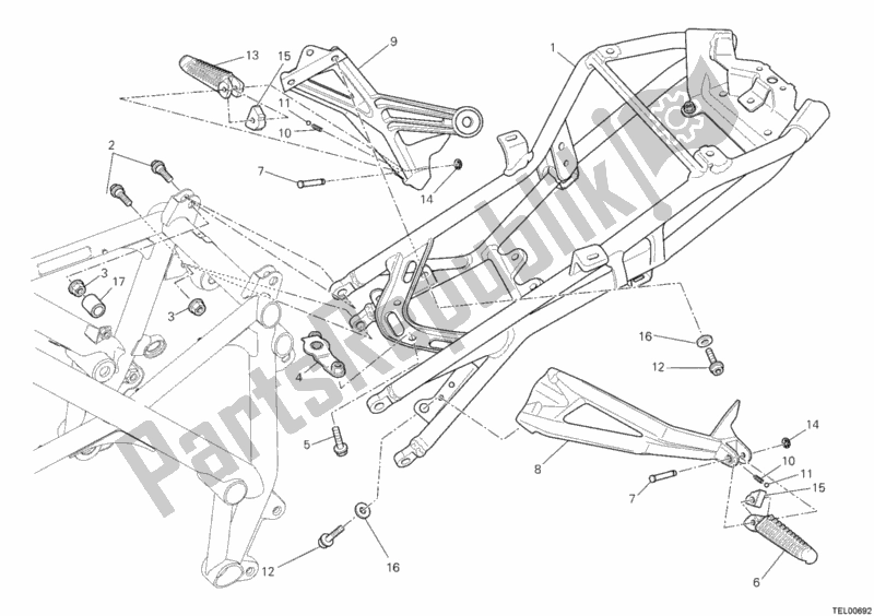 All parts for the Rear Frame of the Ducati Streetfighter 848 2012