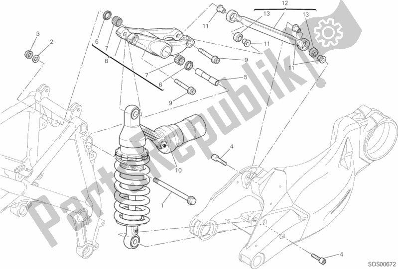 Todas as partes de Amortecedor Traseiro do Ducati Streetfighter 848 2012