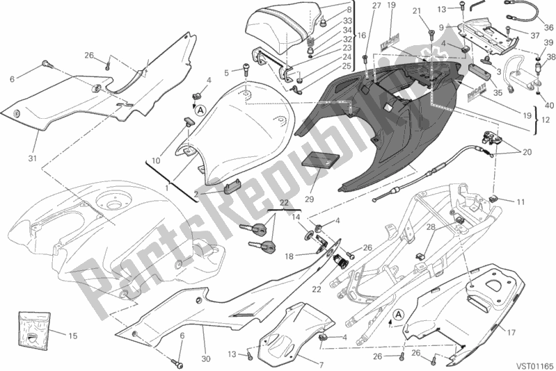 Alle onderdelen voor de Stoel van de Ducati Streetfighter 848 2012