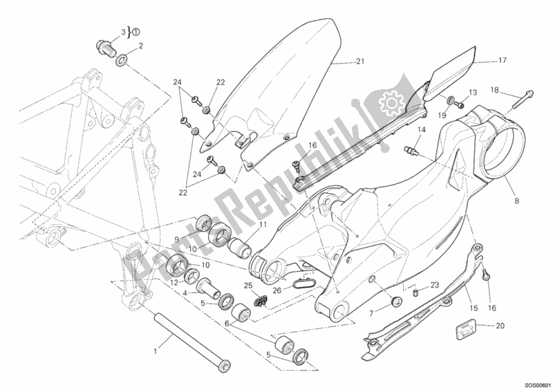 Alle onderdelen voor de Zwenkarm van de Ducati Streetfighter 848 2012