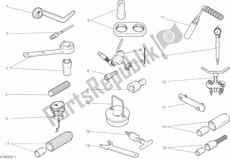 Alle onderdelen voor de 01a - Werkplaatsgereedschap van de Ducati Streetfighter 848 2013