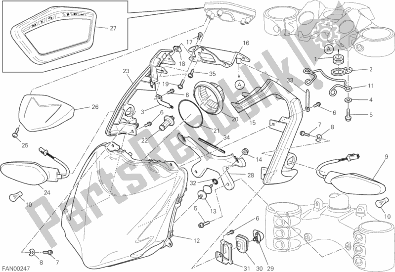 Todas las partes para 020 - Faro de Ducati Streetfighter 848 2013