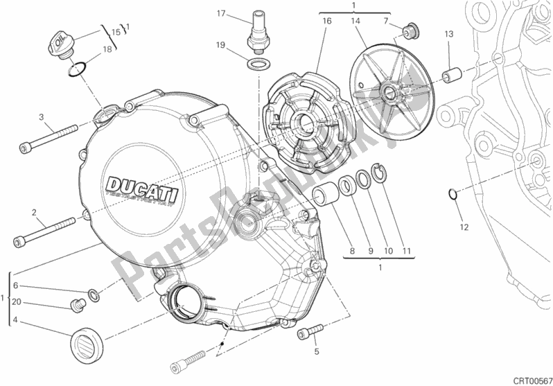 Alle onderdelen voor de Koppelingsdeksel van de Ducati Streetfighter 848 2013