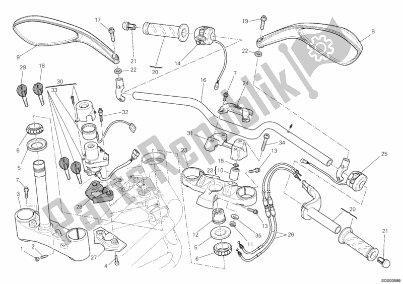 Alle onderdelen voor de Stuur van de Ducati Streetfighter 848 2013