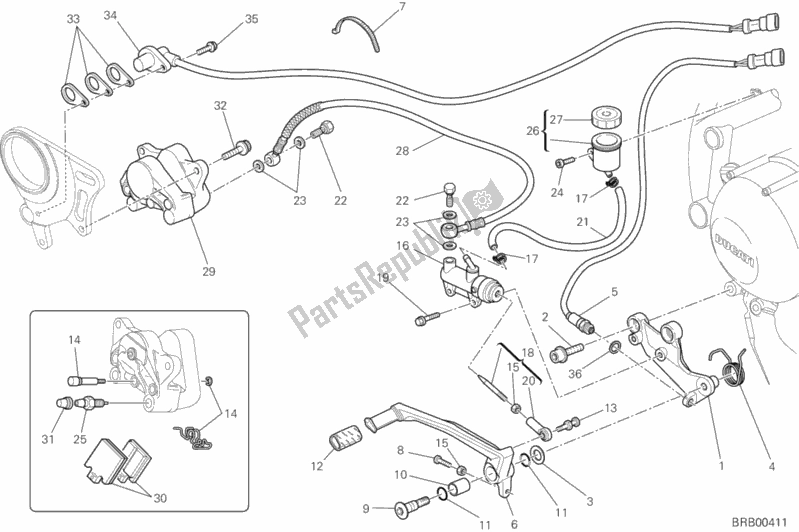 Todas las partes para Sistema De Freno Trasero de Ducati Streetfighter 848 2013