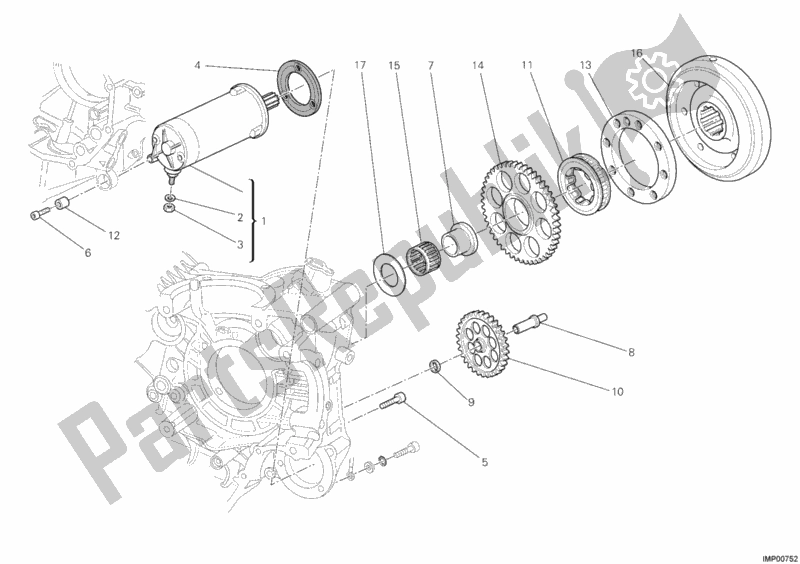 All parts for the Starting Motor of the Ducati Streetfighter 848 2013