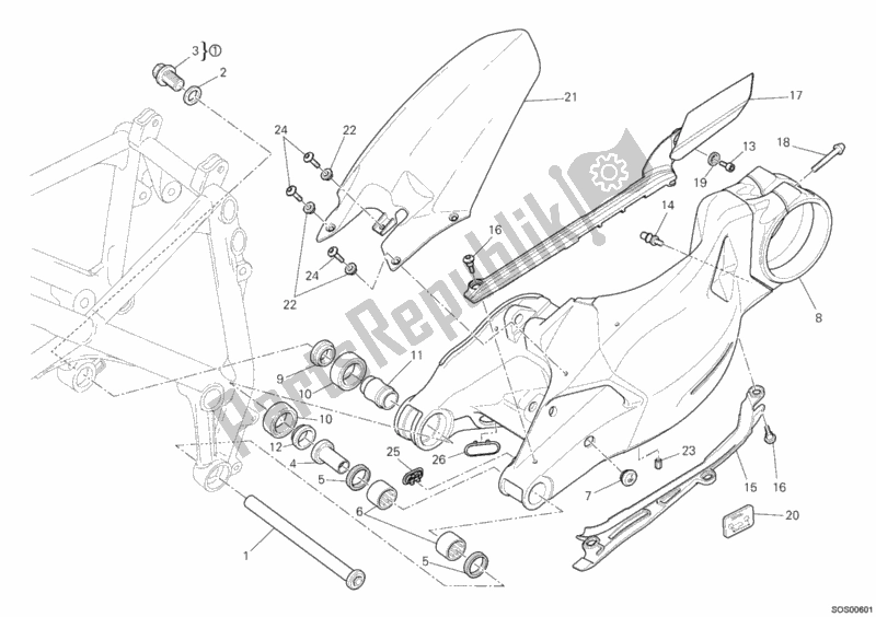 Alle onderdelen voor de Zwenkarm van de Ducati Streetfighter 848 2013