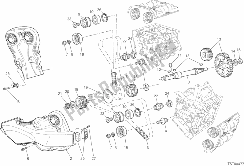 Alle onderdelen voor de Distributieriem van de Ducati Streetfighter 848 2013