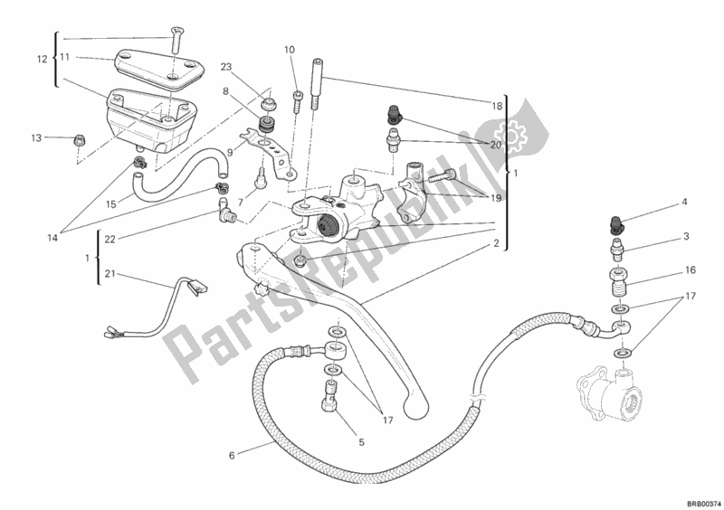 All parts for the Clutch Master Cylinder of the Ducati Streetfighter 848 2014