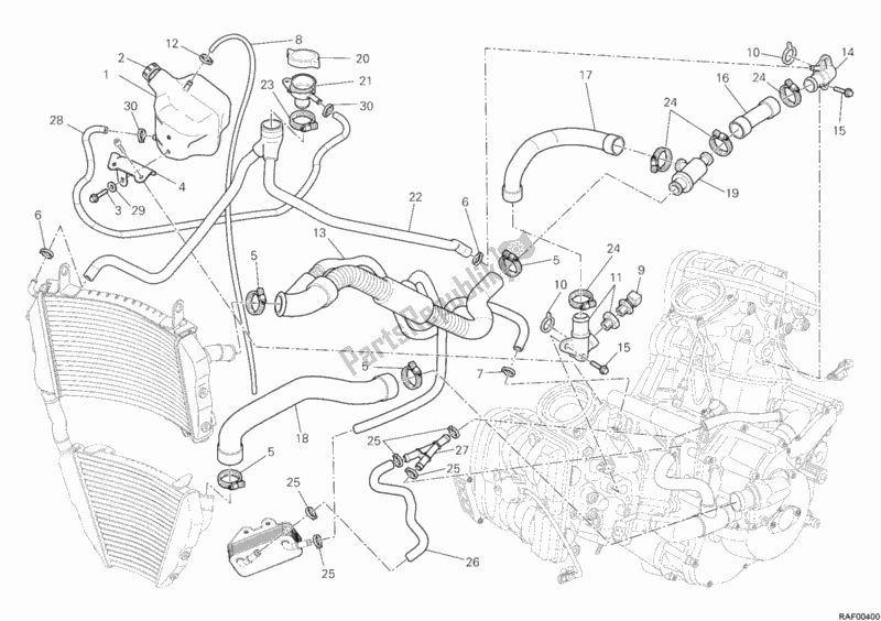 Todas las partes para Circuito De Enfriamiento de Ducati Streetfighter 848 2014