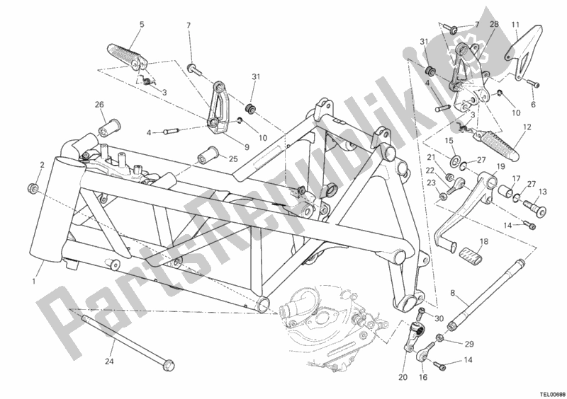 All parts for the Frame of the Ducati Streetfighter 848 2014