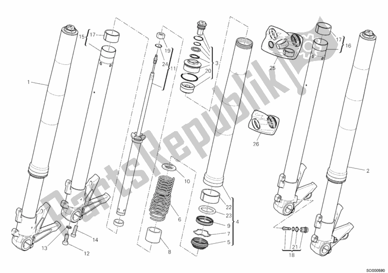 Todas las partes para Tenedor Frontal de Ducati Streetfighter 848 2014