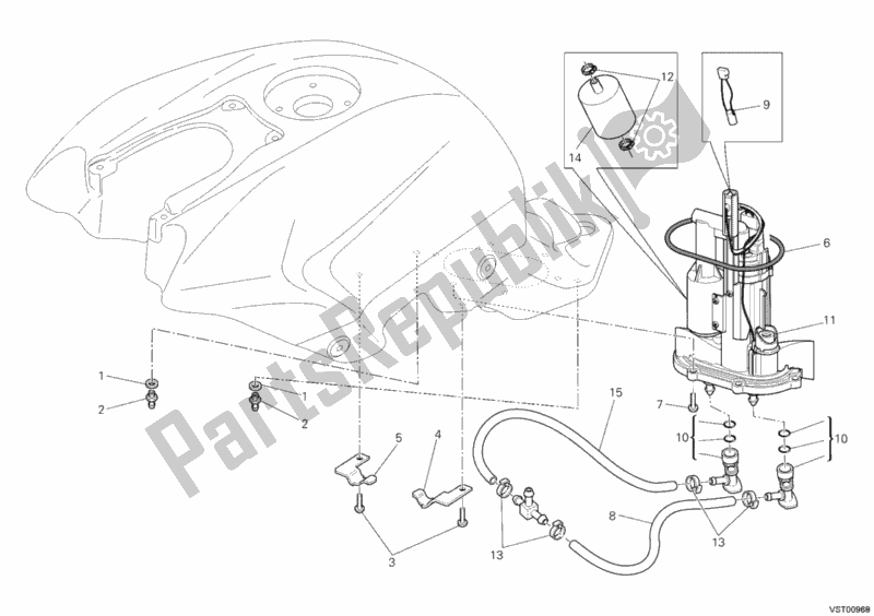 All parts for the Fuel Pump of the Ducati Streetfighter 848 2014