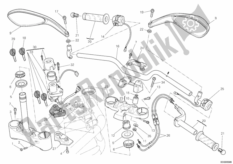 All parts for the Handlebar of the Ducati Streetfighter 848 2014