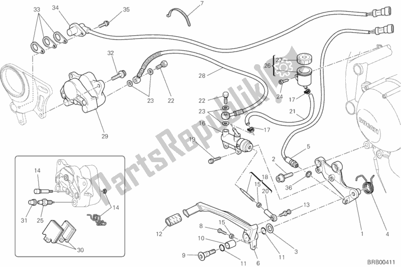 All parts for the Rear Brake System of the Ducati Streetfighter 848 2014