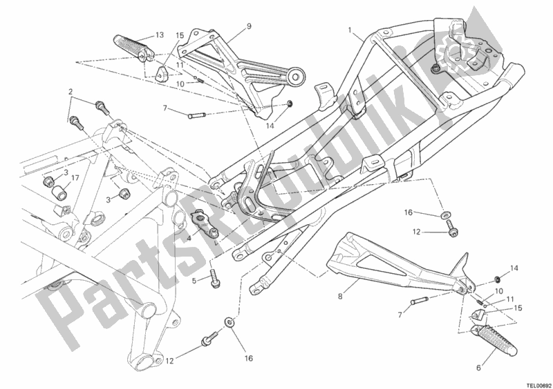 All parts for the Rear Frame of the Ducati Streetfighter 848 2014