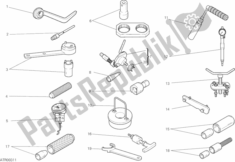 Alle onderdelen voor de 01a - Werkplaatsgereedschap van de Ducati Streetfighter 848 2015