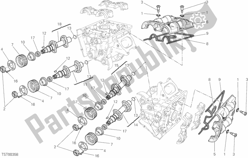 Alle onderdelen voor de Nokkenas van de Ducati Streetfighter 848 2015