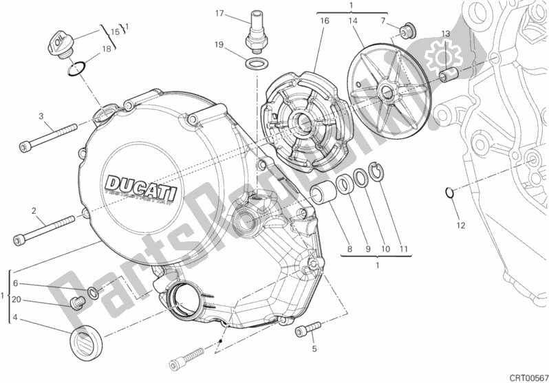 Alle onderdelen voor de Koppelingsdeksel van de Ducati Streetfighter 848 2015