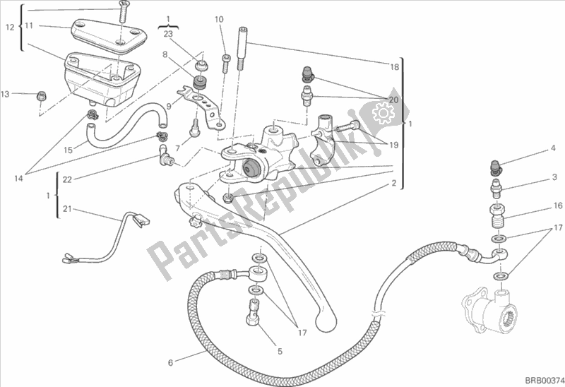 Alle onderdelen voor de Koppeling Hoofdremcilinder van de Ducati Streetfighter 848 2015