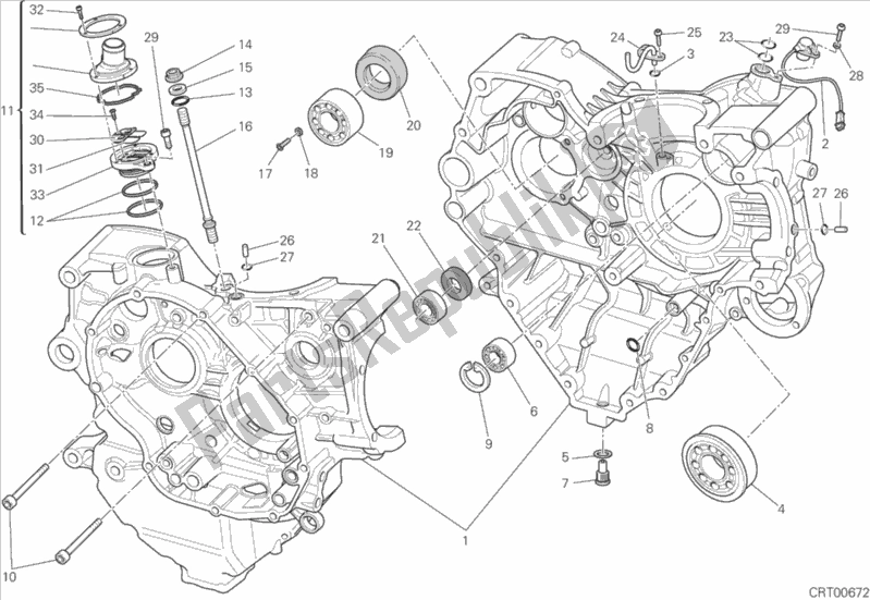 Alle onderdelen voor de Carter van de Ducati Streetfighter 848 2015