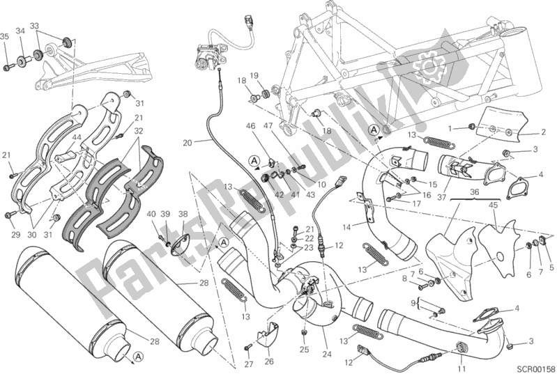 Alle onderdelen voor de Uitlaatsysteem van de Ducati Streetfighter 848 2015