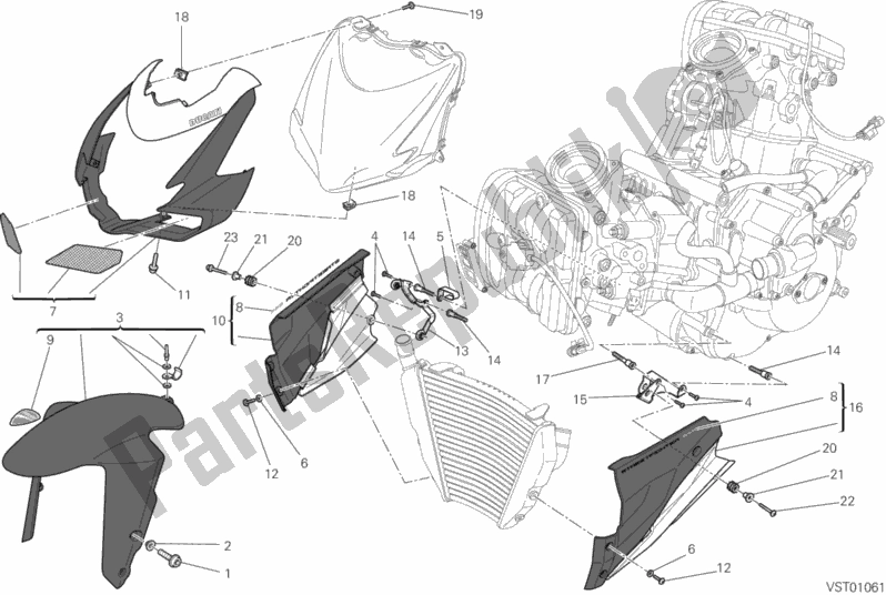 Alle onderdelen voor de Kuip van de Ducati Streetfighter 848 2015