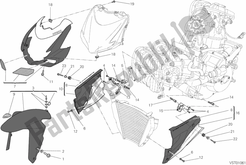 All parts for the Fairing of the Ducati Streetfighter 848 2015