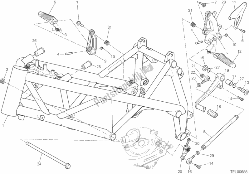 Alle onderdelen voor de Kader van de Ducati Streetfighter 848 2015