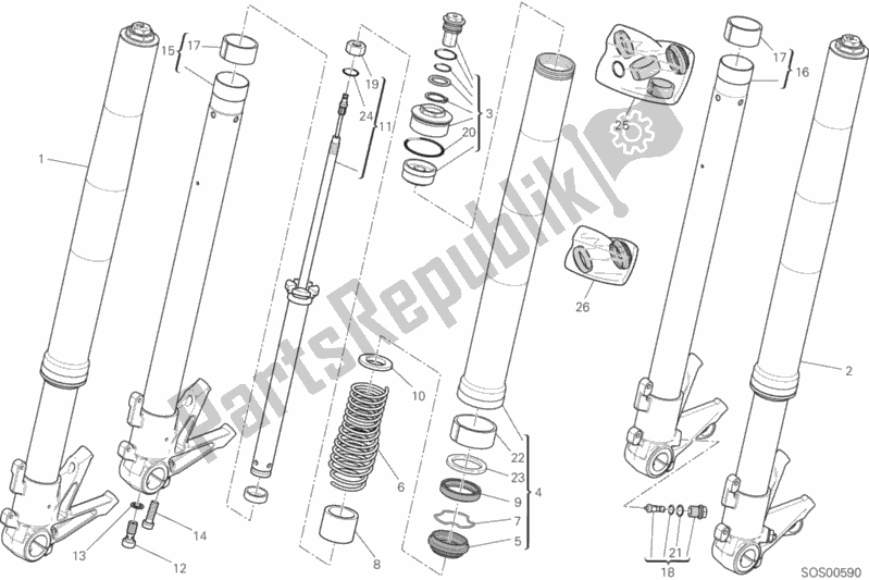Tutte le parti per il Forcella Anteriore del Ducati Streetfighter 848 2015