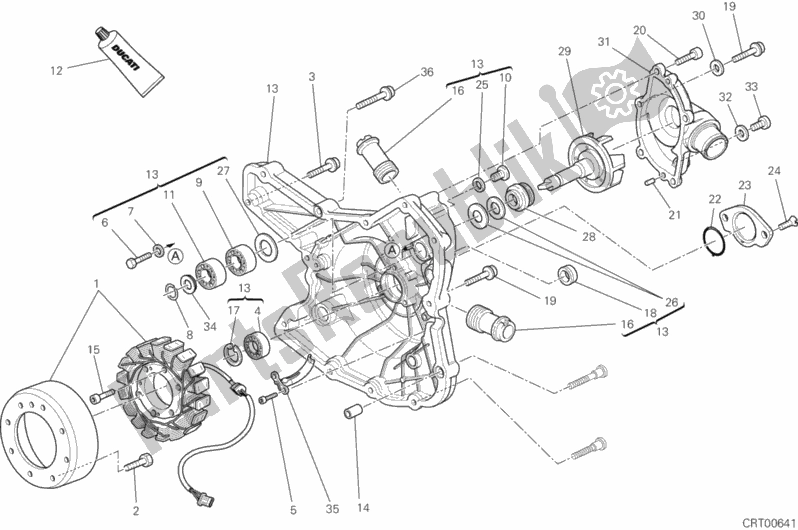 Alle onderdelen voor de Generatorafdekking - Waterpomp van de Ducati Streetfighter 848 2015