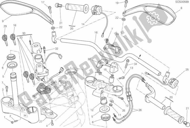 Alle onderdelen voor de Stuur van de Ducati Streetfighter 848 2015