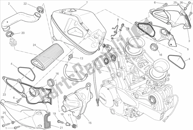 Alle onderdelen voor de Inname van de Ducati Streetfighter 848 2015