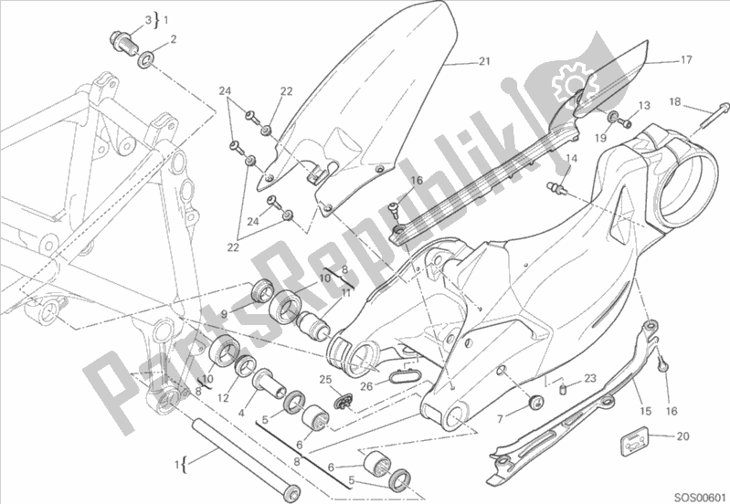 All parts for the Swing Arm of the Ducati Streetfighter 848 2015