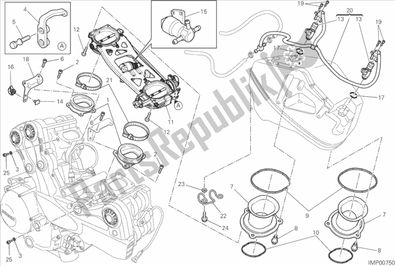 Alle onderdelen voor de Gasklephuis van de Ducati Streetfighter 848 2015