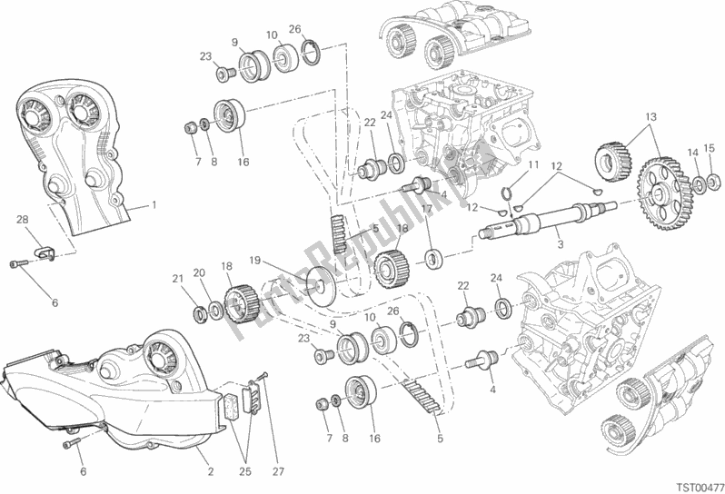 Alle onderdelen voor de Distributieriem van de Ducati Streetfighter 848 2015