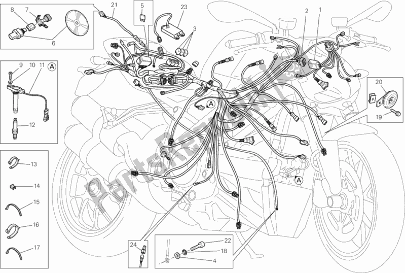 Alle onderdelen voor de Kabelboom van de Ducati Streetfighter 848 2015